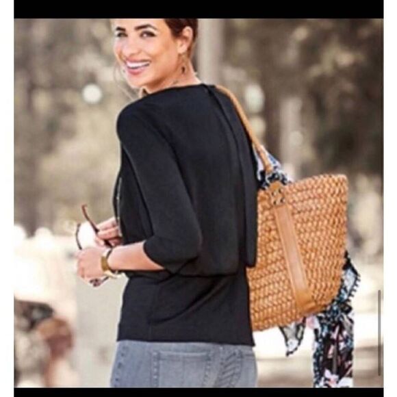 Cabi Indulgence top black cinched waist 3/4 sleeve size M - Picture 9 of 10